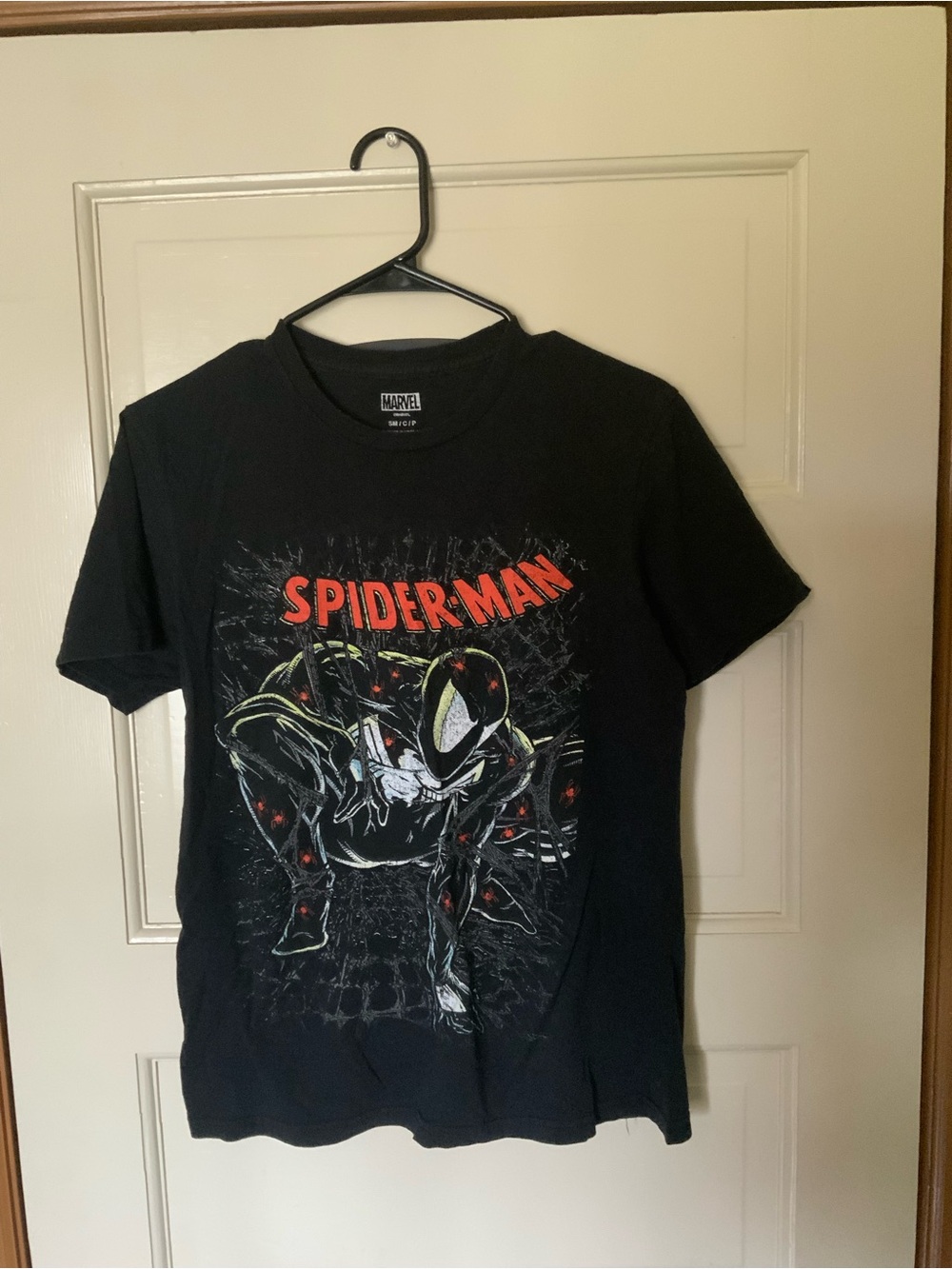 Marvel Spider-Man Black Graphic Tee with Red Accents
